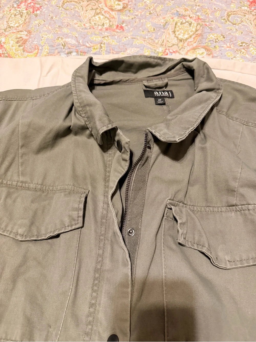 a.n.a Olive Green Drawstring Utility Jacket - Picture 3 of 4